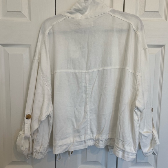 Blank NYC White Utility Jacket with Classic Design cotton and linen mix size L - Picture 3 of 3